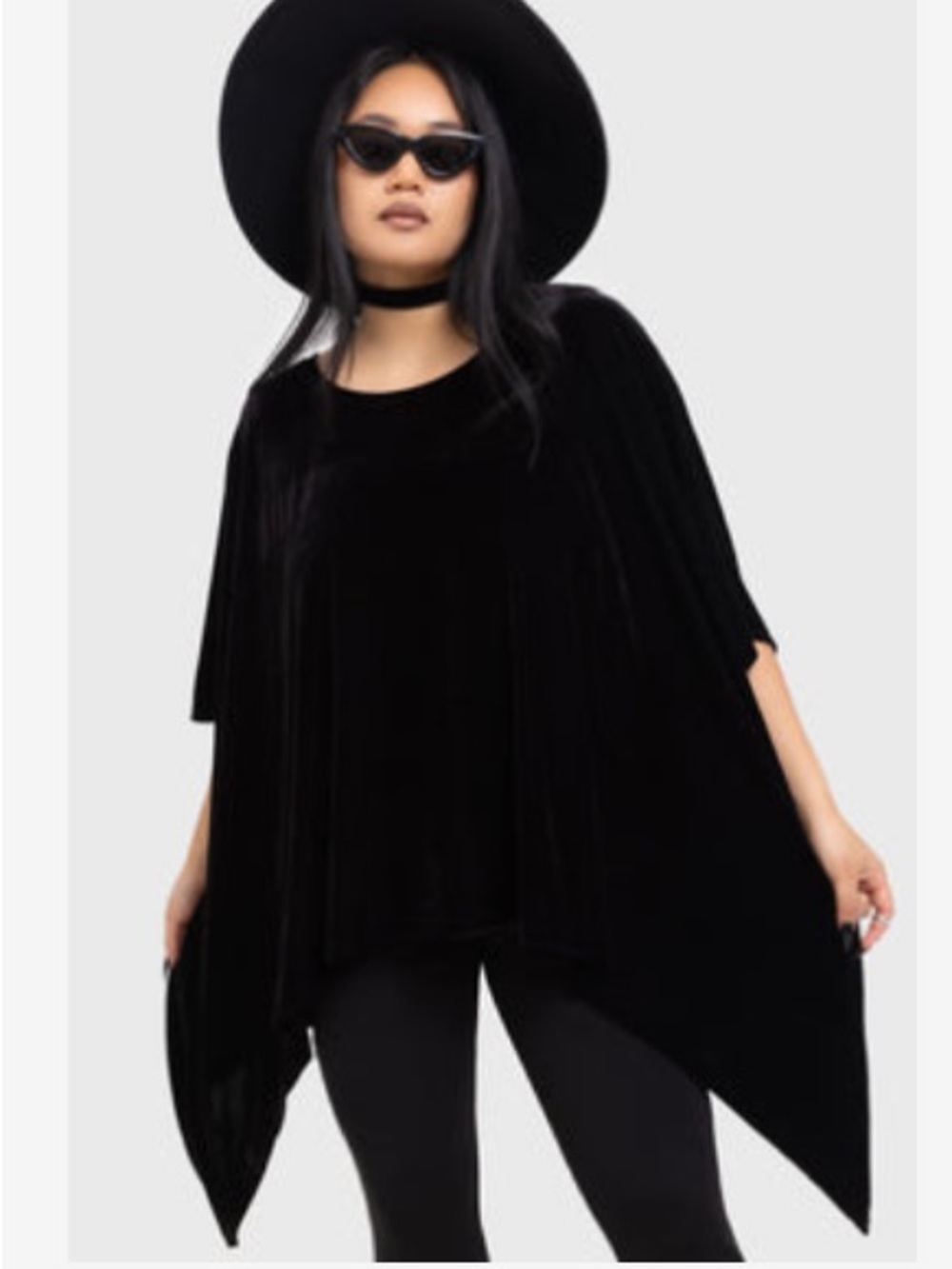 Killstar “Lurid” Black Velvet Oversized Poncho Tunic Top Witchy Witch Goth